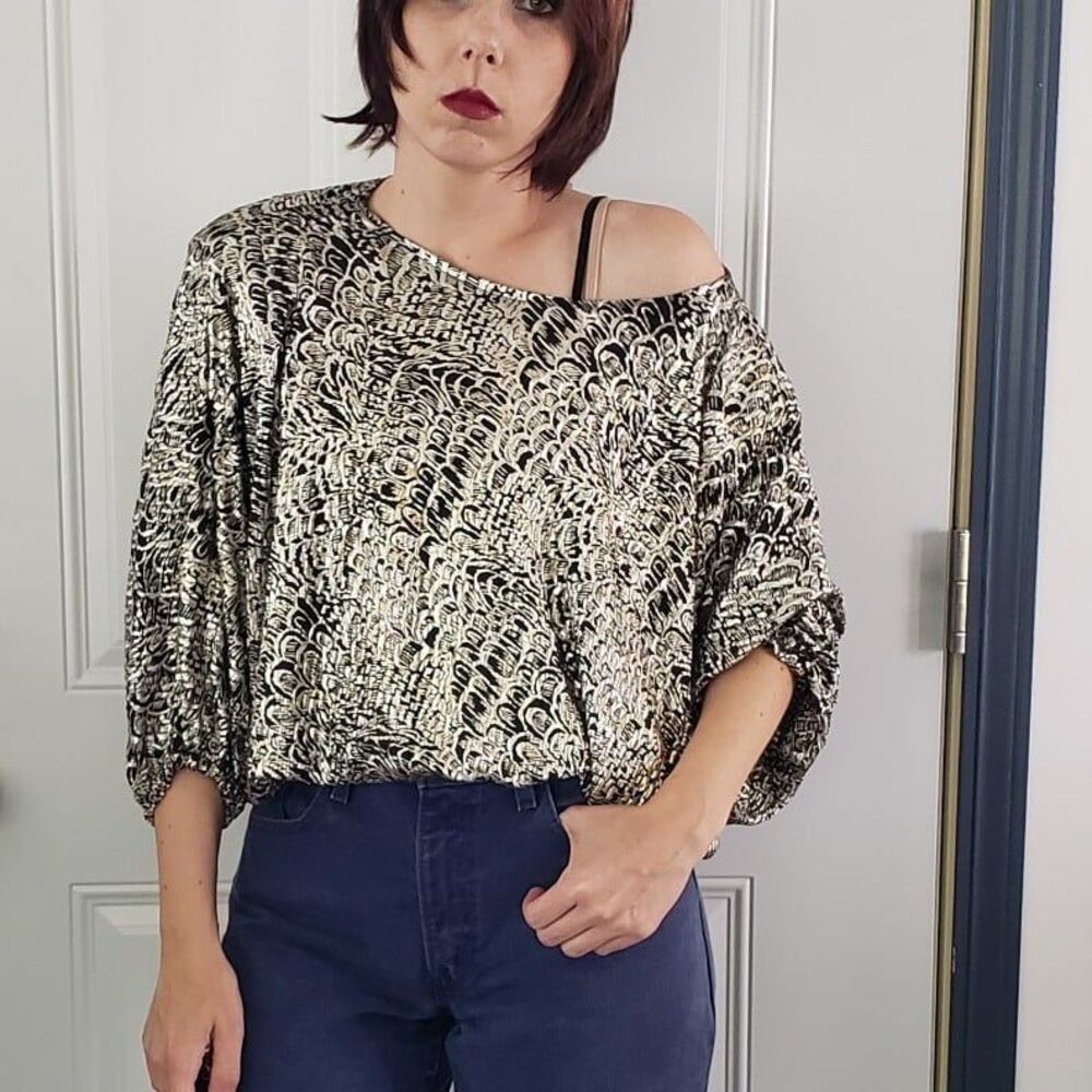80s Silver and Black Party Top‎